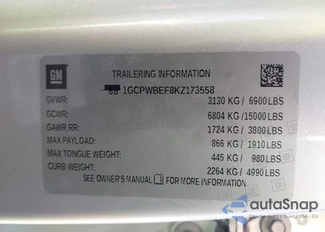 2019 Chevrolet Silverado C1500 Custom from USA, damaged, VIN 1GCPWBEF8KZ173558